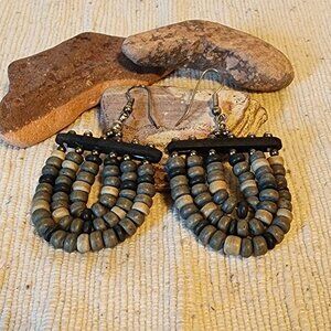 Vintage Gray Bead Pierced Earrings